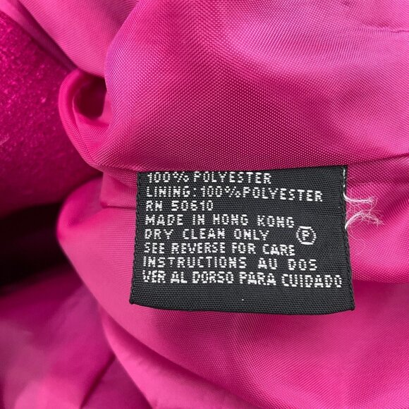Kasper ASL Dress Women 8 Hot Pink Coat Woven Career Party 80s‎ Hong Kong VTG - Picture 5 of 11
